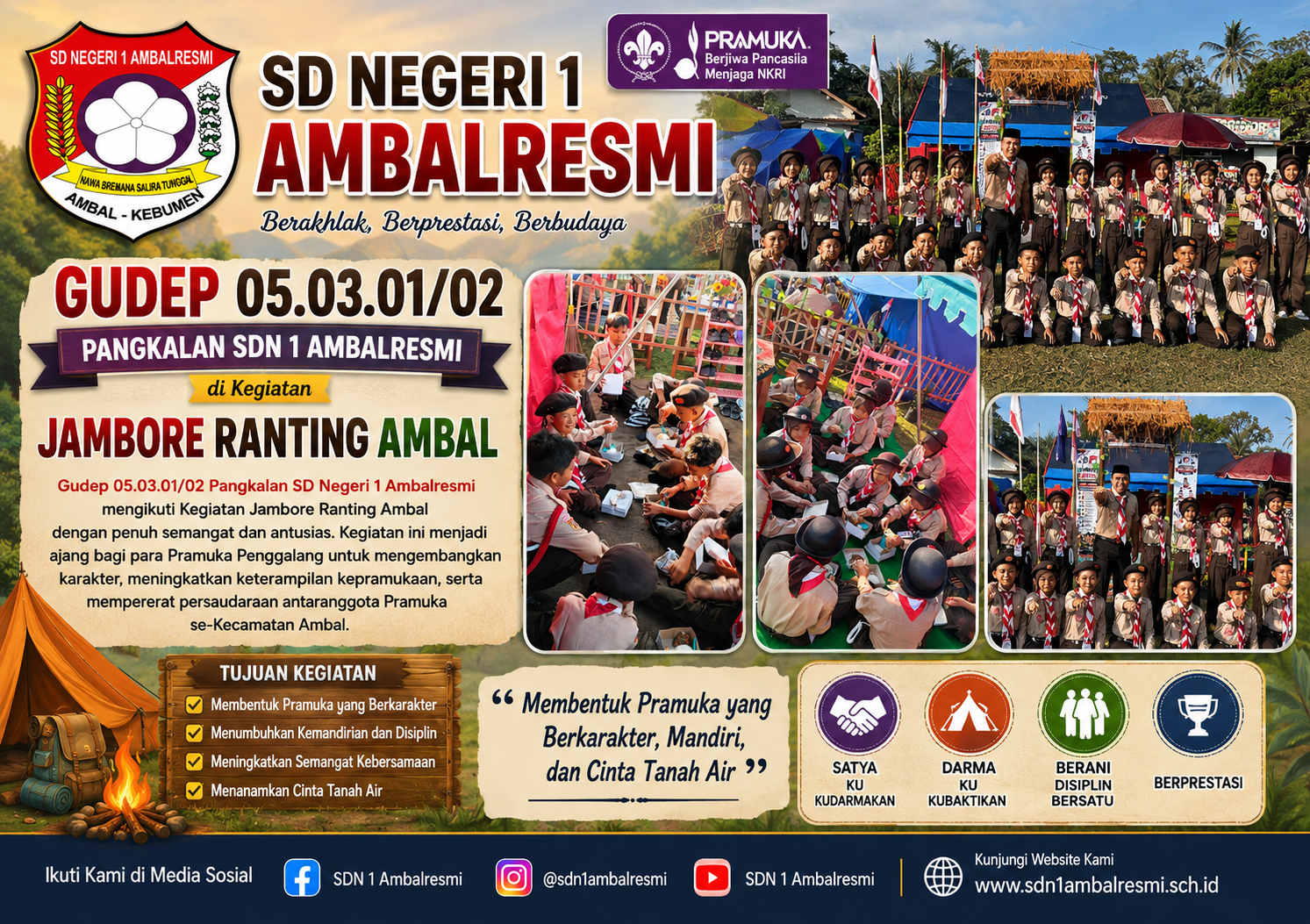 GUDEP 05.03.01/02 Pangkalan SD Negeri 1 Ambalresmi Ikuti Kegiatan Jambore Ranting Ambal